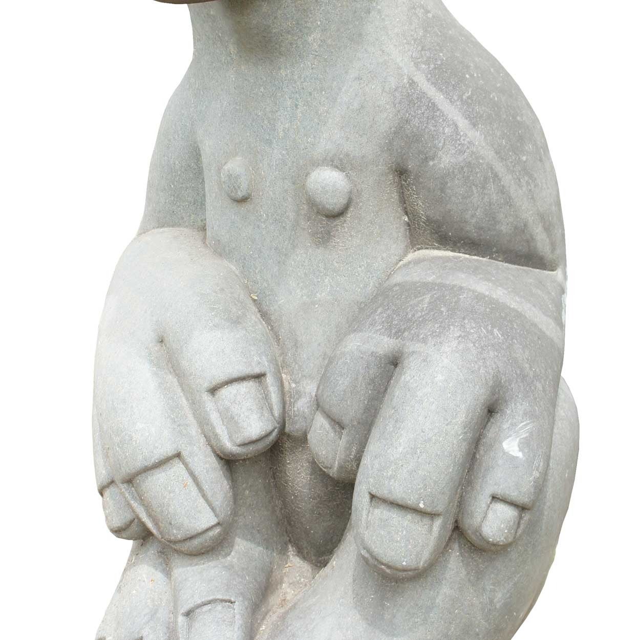 Modern Bernard Matemera Large Stone Statuary Figure For Sale