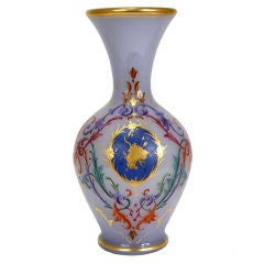 French Napoleon III Painted & Gilt Lavendar Opaline Glass Vase