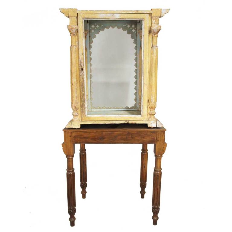 Indo Portuguese Gilt Display Cabinet on Custom Rosewood Stand For Sale 2