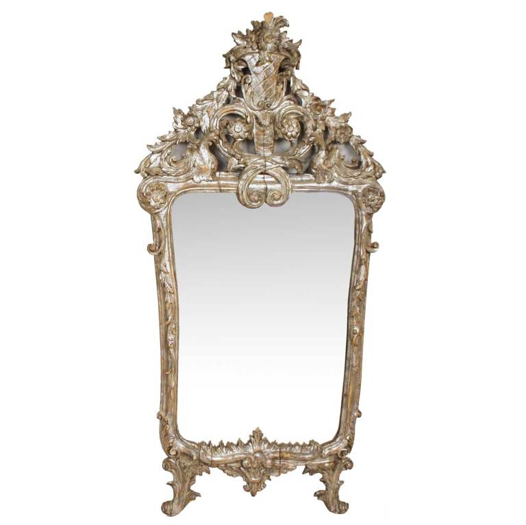 18th Century and Earlier Pair of Italian Baroque Silver Gilt Pier Mirrors For Sale