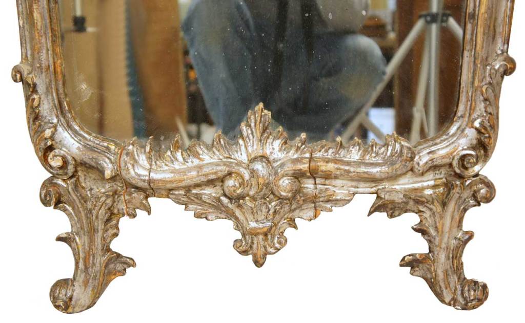 Pair of Italian Baroque Silver Gilt Pier Mirrors For Sale 2