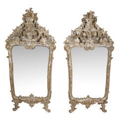 Pair of Italian Baroque Silver Gilt Pier Mirrors