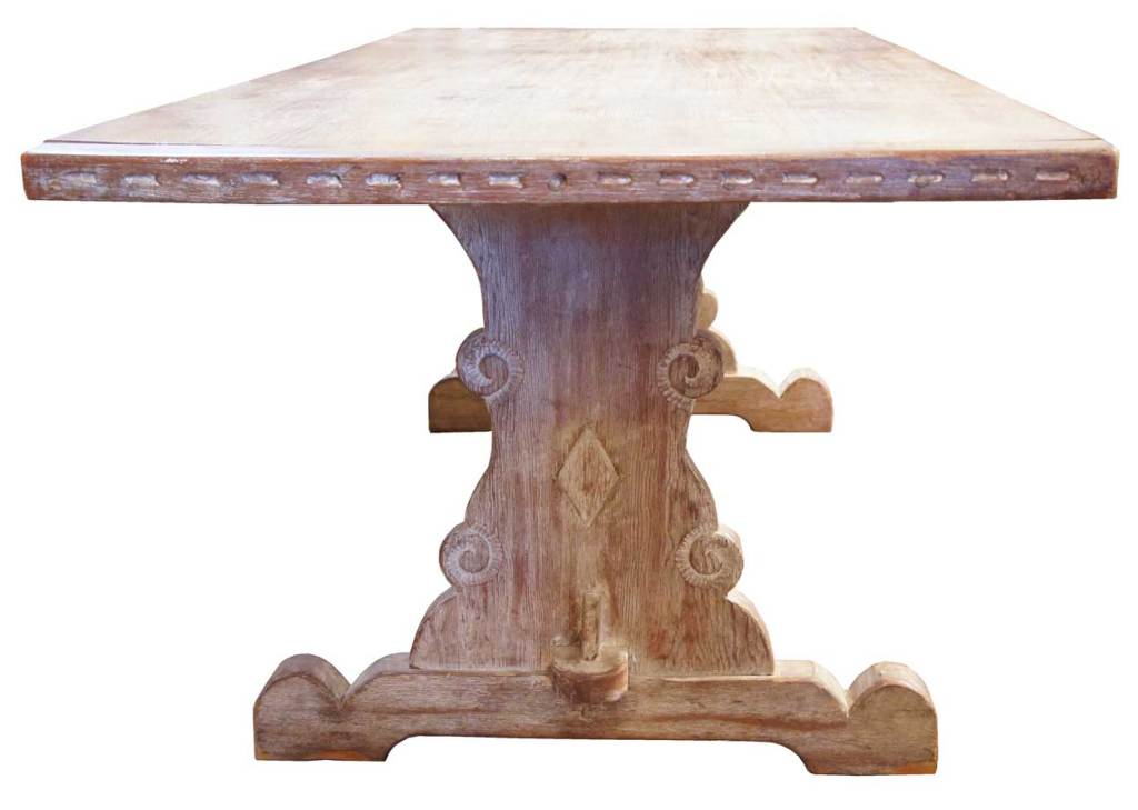 New Mexican Indian School Limed Oak Trestle Table