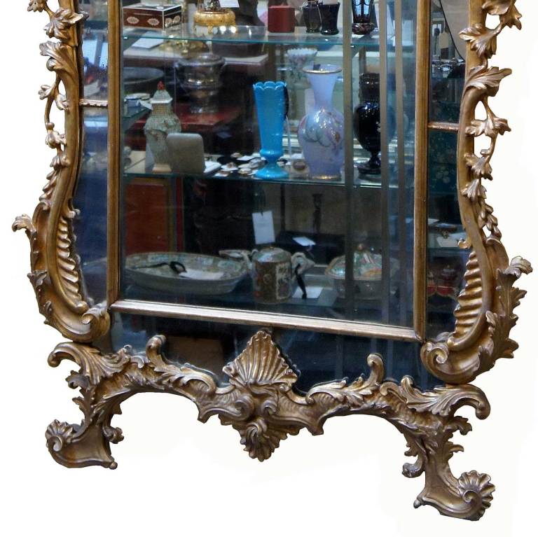 Large Italian Rococo Giltwood Mirror In Good Condition For Sale In Denver, CO