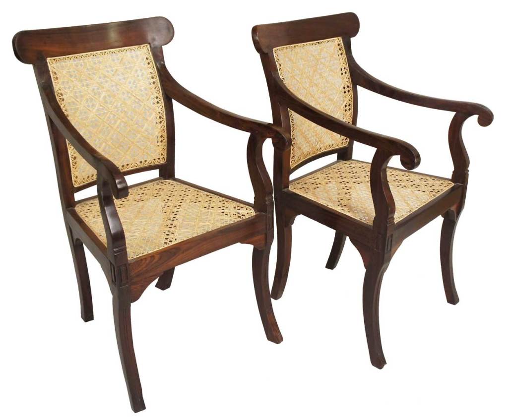 Set of Four Anglo Indian William IV Caned Rosewood Armchairs For Sale 2