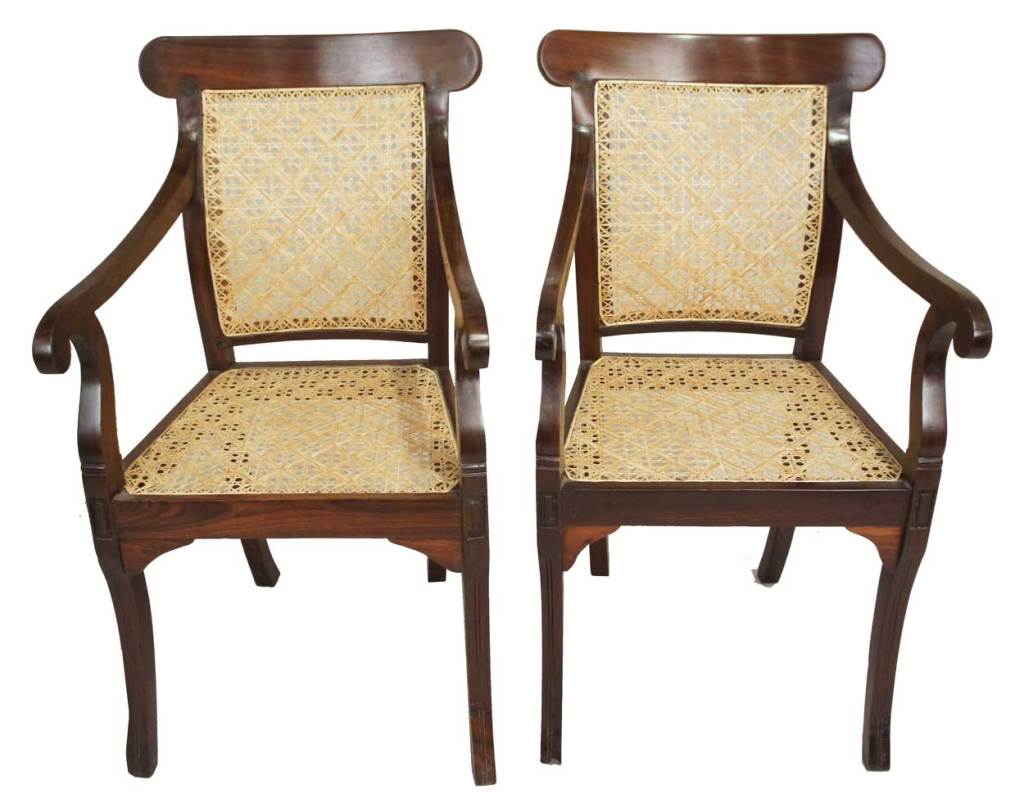 Set of Four Anglo Indian William IV Caned Rosewood Armchairs For Sale 3