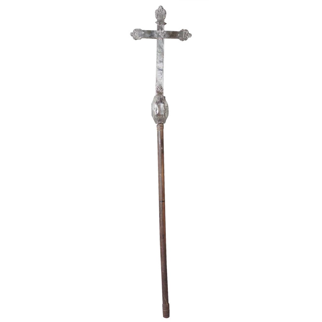Indo-Portuguese Silver and Rosewood Processional Cross For Sale