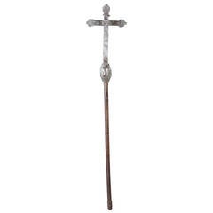 Indo-Portuguese Silver and Rosewood Processional Cross