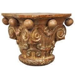Large Anglo Indian Hand Carved Teak Capital