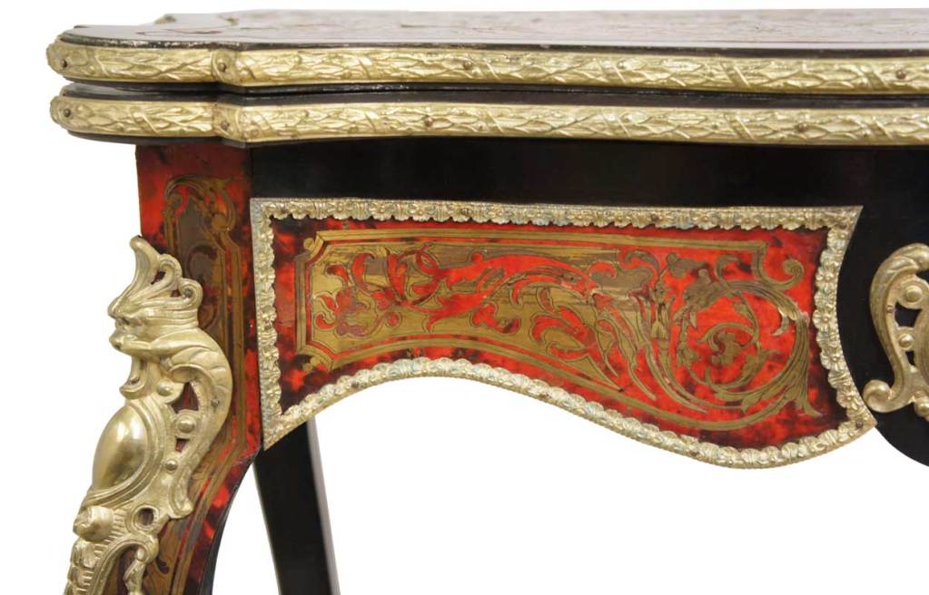 19th Century French Napoleon III Gilt Metal Boulle Marquetry Games Table