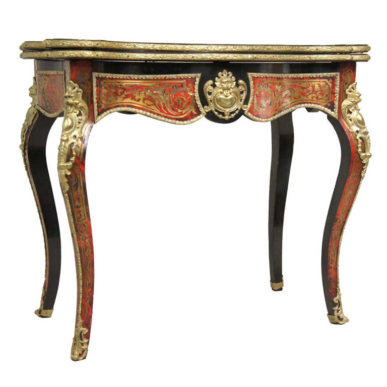 French Napoleon III Gilt Metal Boulle Marquetry Games Table
