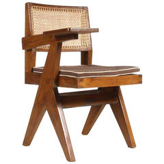 Pierre Jeanneret Caned Teak Class Chair from Chandigarh, India