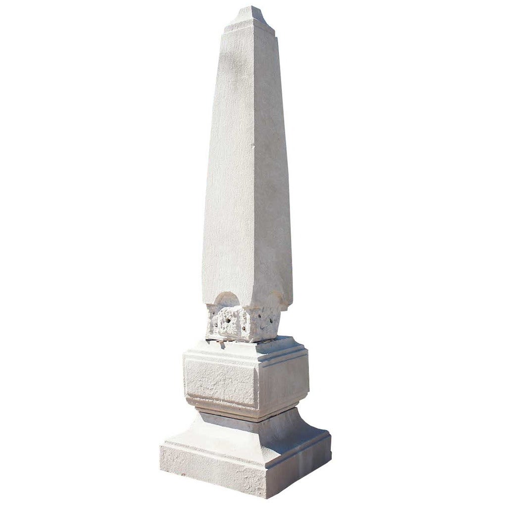 American Neoclassical Limestone Architectural Chicago River Walk Obelisk For Sale