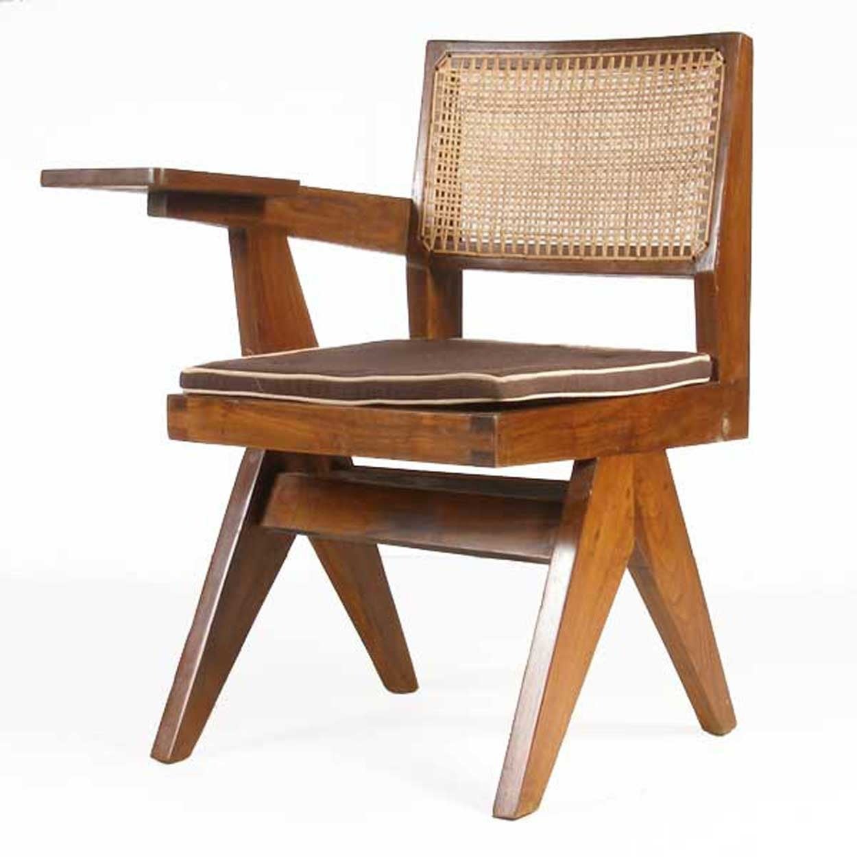 Mid-Century Modern Pierre Jeanneret Caned Teak Class Chair from Chandigarh, India For Sale