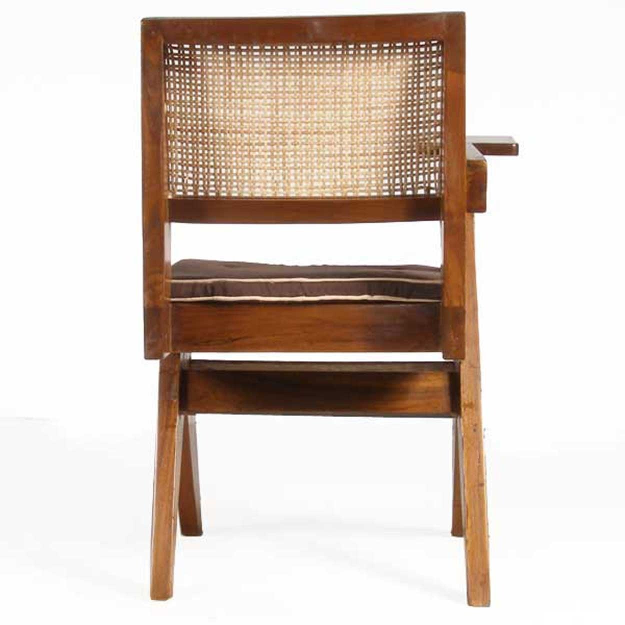 Indian Pierre Jeanneret Caned Teak Class Chair from Chandigarh, India For Sale