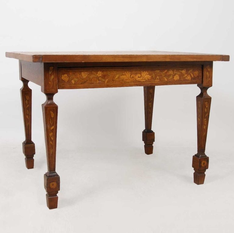 Dutch Marquetry Inlaid Mahogany Center Table