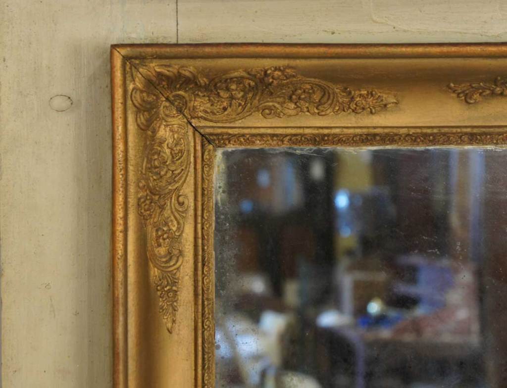 19th Century French Louis XVI Style Pine & Gesso Boiserie Trumeau Mirror For Sale