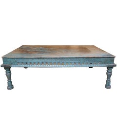 Indian Painted Teak Takhat Low Table