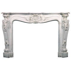 Exceptional French Louis XV Style Marble Fireplace Surround