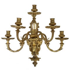 Antique French Louis XVI Style Gilt Bronze 6-Light Sconce