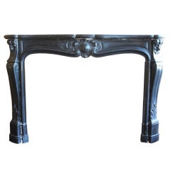 French Louis XV Style Black Marble Fireplace Surround