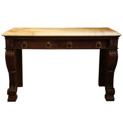 English William IV Marble Top Mahogany Console Table