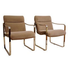 Pair American Bert England for Brueton Chrome Lounge Chairs