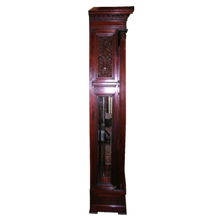 Neoclassical American Tiffany Mahogany Grandfather Clock 