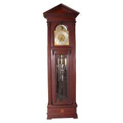 Antique American Tiffany Mahogany Grandfather Clock 