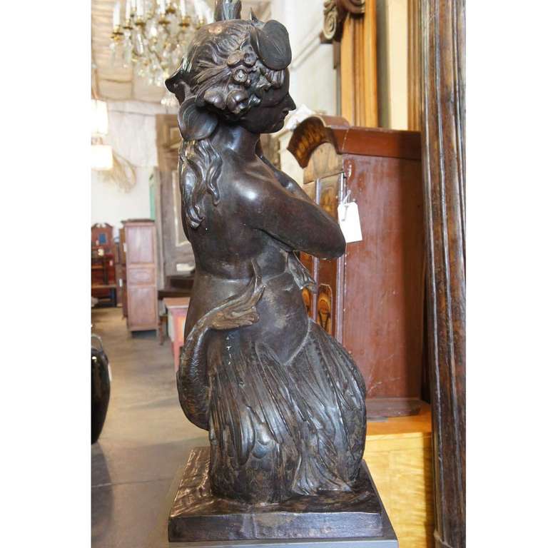 French Neoclassical Cast Iron Mermaid Fountain Figure For Sale 6
