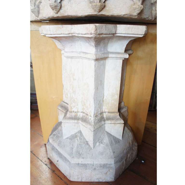 French Gothic Revival Hard Stone Fountain Pedestal Basin 4