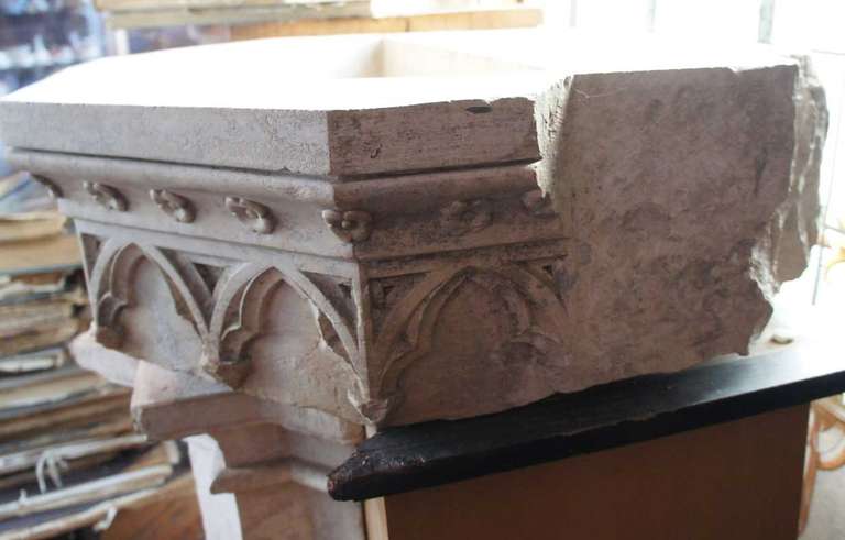 French Gothic Revival Hard Stone Fountain Pedestal Basin 5