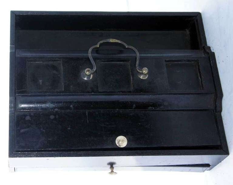 English Regency Ebonized Inkstand In Good Condition For Sale In Denver, CO
