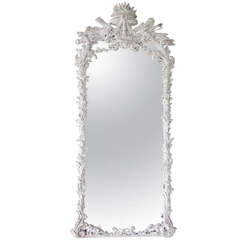 French Louis XVI Painted Oak Pier Mirror