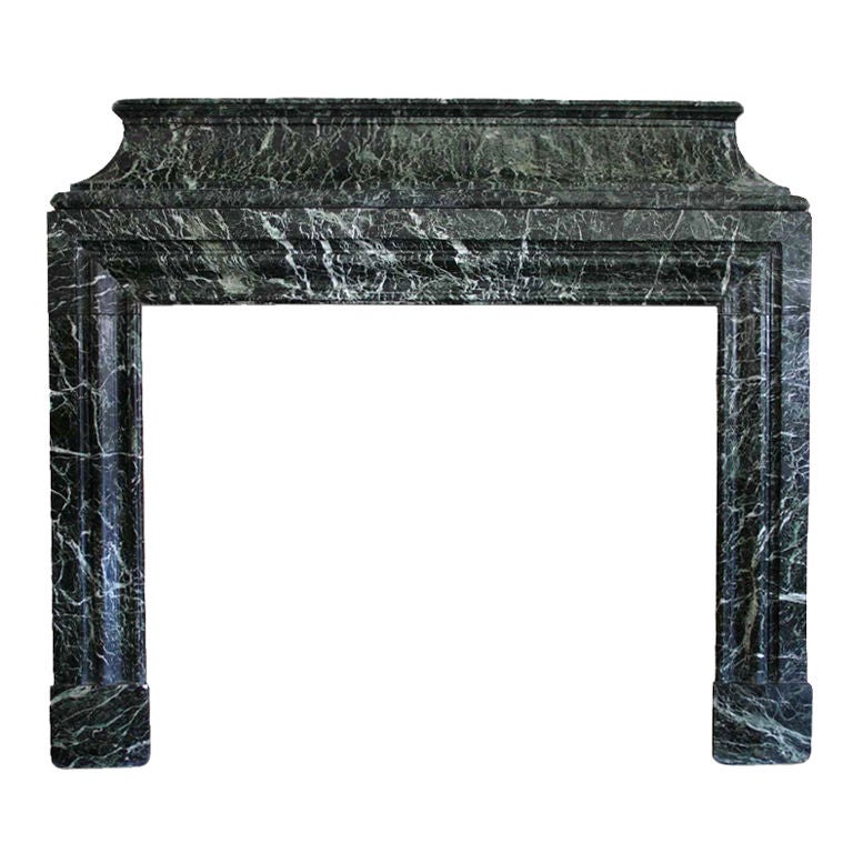 J. CANTINI French Louis XIV Style Vert de Mer Marble Fireplace For Sale