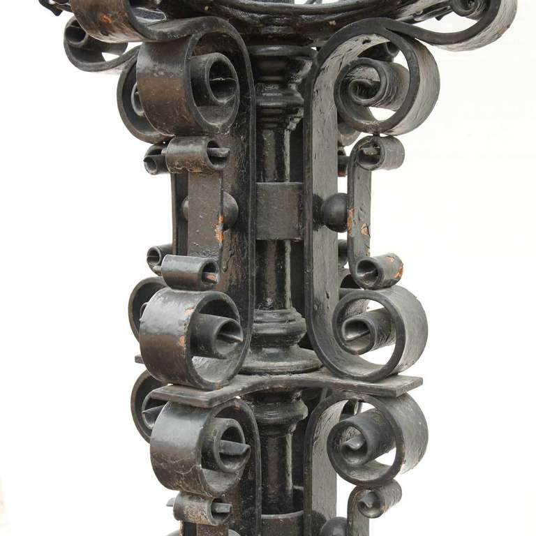 Pair of Large American Wrought Iron Gate Post Finials/Lanterns For Sale 2