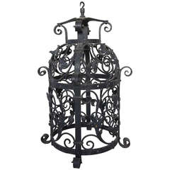 American Victorian Wrought Iron Hanging Lantern