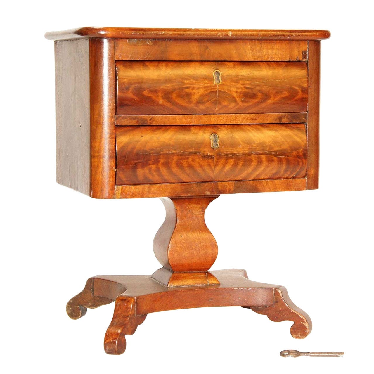 American Empire Mahogany Salesman's Sample Sewing Table For Sale