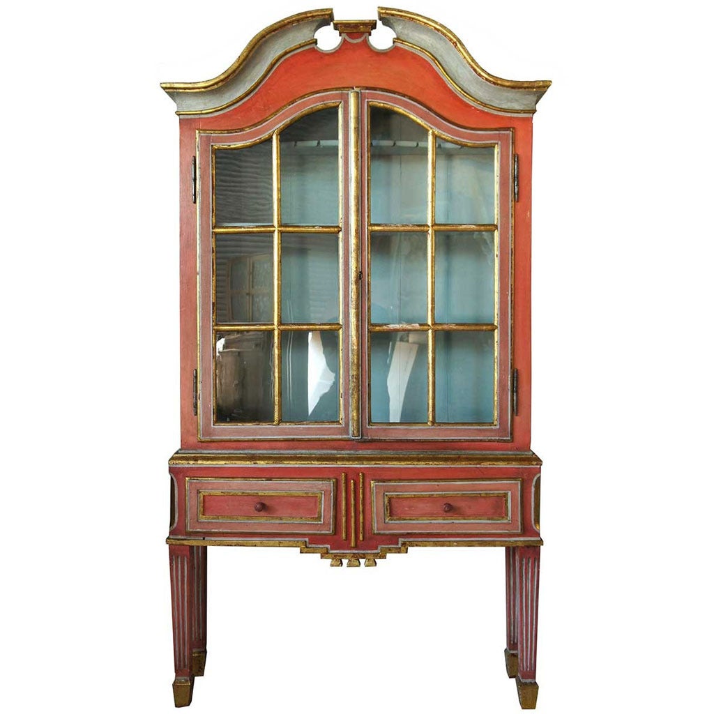 Gustavian Painted Display Cabinet on Stand For Sale