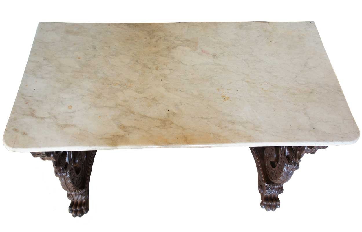 Anglo-Indian Rosewood and Marble Console Table For Sale 5