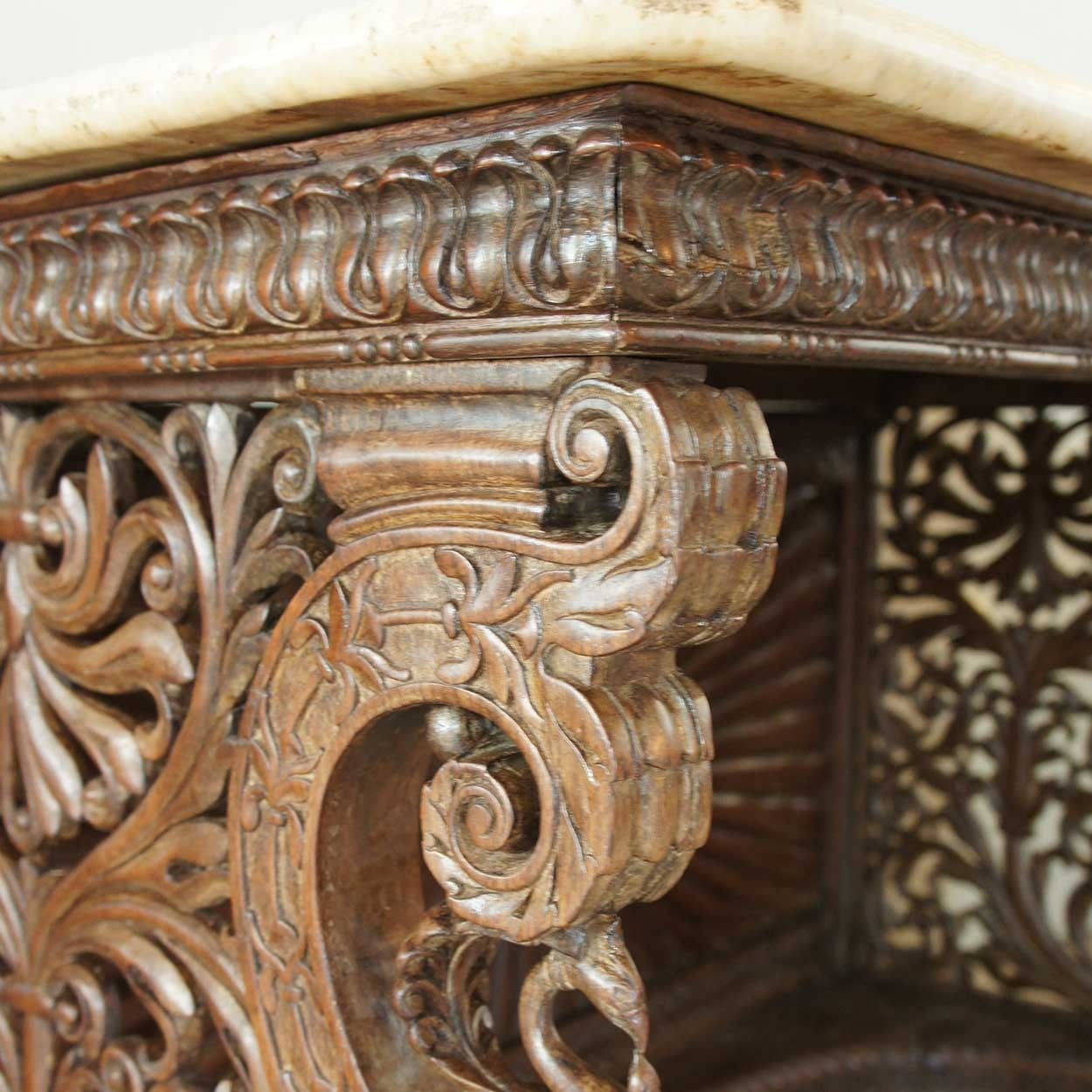 Anglo-Indian Rosewood and Marble Console Table For Sale 1