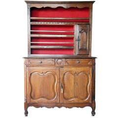 French Provincial Louis XV Oak and Cherry Buffet Vaisselier