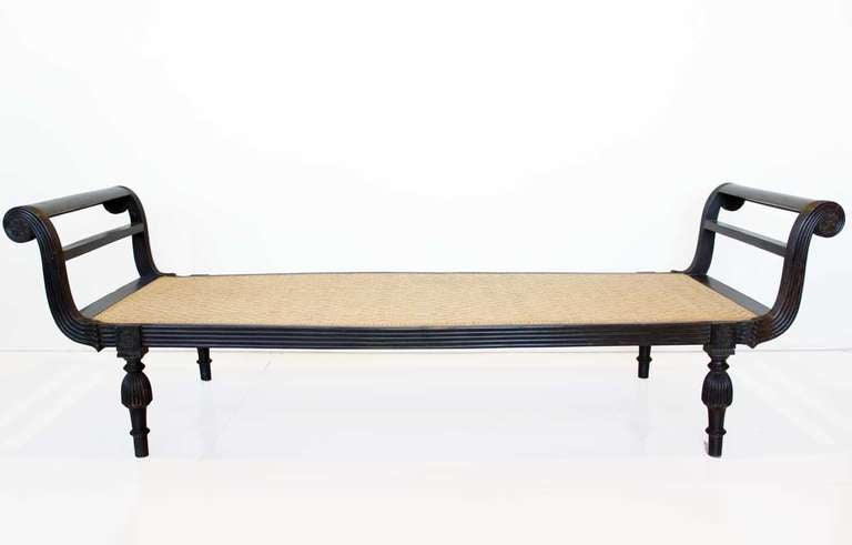 Anglo Indian Empire Period Caned Ebony Daybed For Sale 2