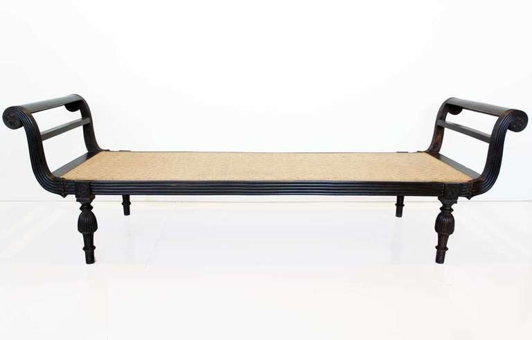 Anglo Indian Empire Period Caned Ebony Daybed For Sale 3