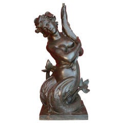French Neoclassical Cast Iron Mermaid Fountain Figure