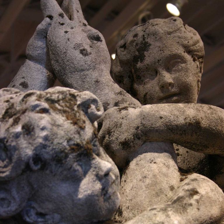 French Neoclassical Limestone Grouping, Two Children and a Goose 2