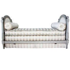 Antique French Louis XVI Style Painted and Upholstered Daybed