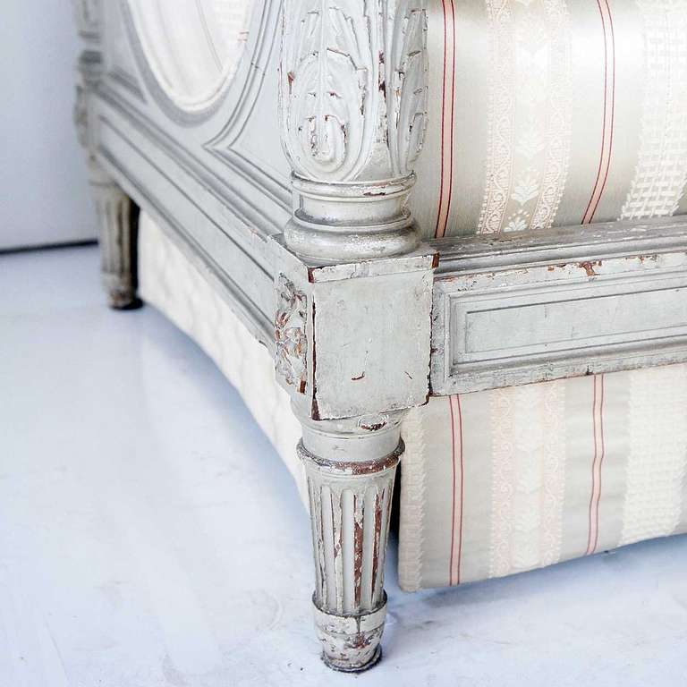 Wood French Louis XVI Style Painted and Upholstered Daybed