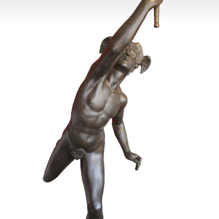 19th Century After GIAMBOLOGNA, French Cast Iron Figure of Mercury