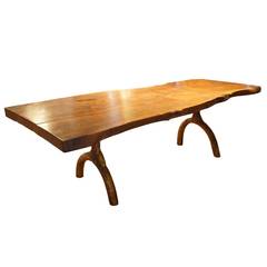 Large American Hudson Furniture Solid Walnut Slab Dining Table
